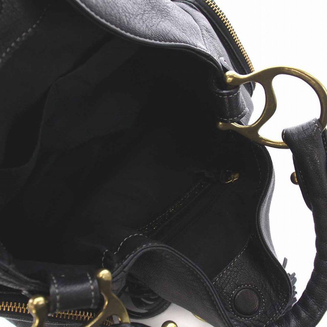 美品】トフアンドロードストーン黒レザーショルダーバッグ