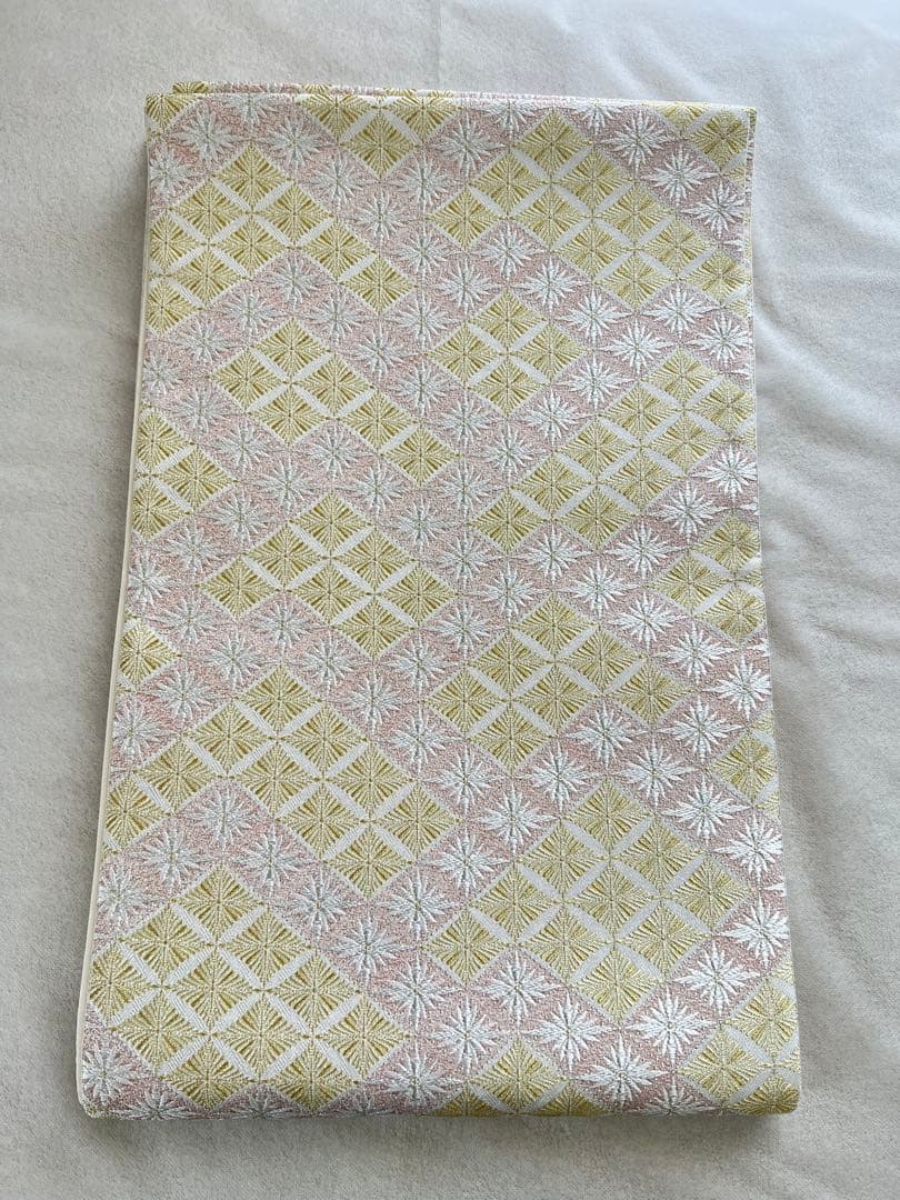 袋帯 薄いピンクとゴールド