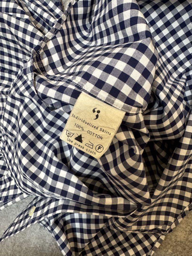 SHIRTS ネイビーホワイトチェックボタンダウン