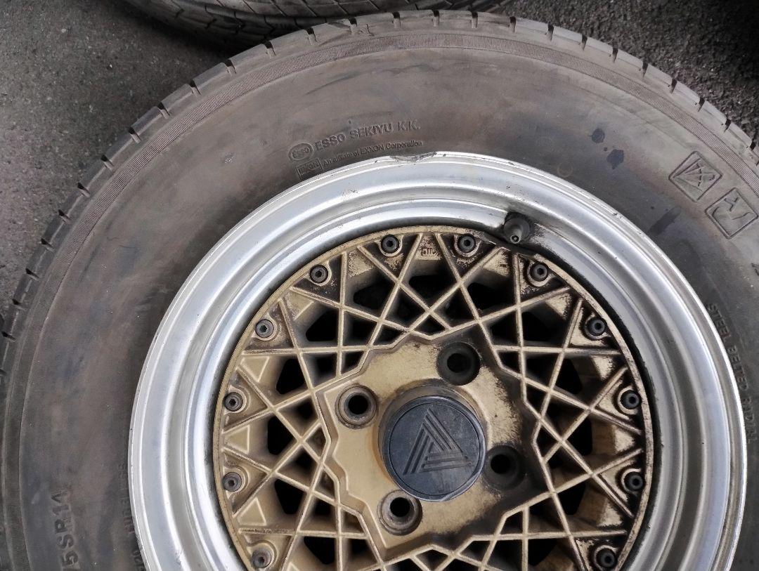④ALMEX当時物14インチアルミホイール+175SR14 一本