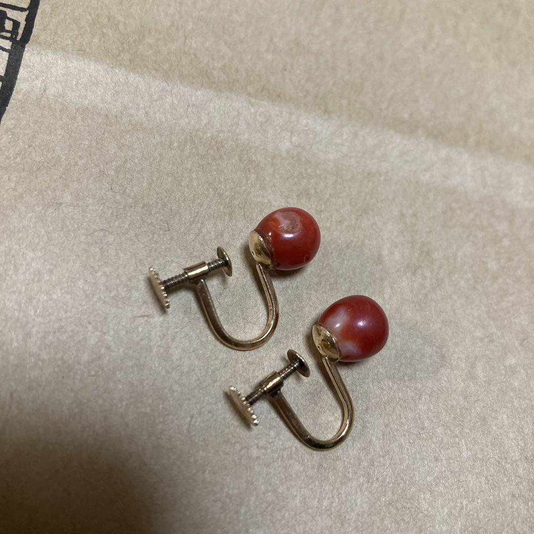 赤珊瑚イヤリングゴールド18k