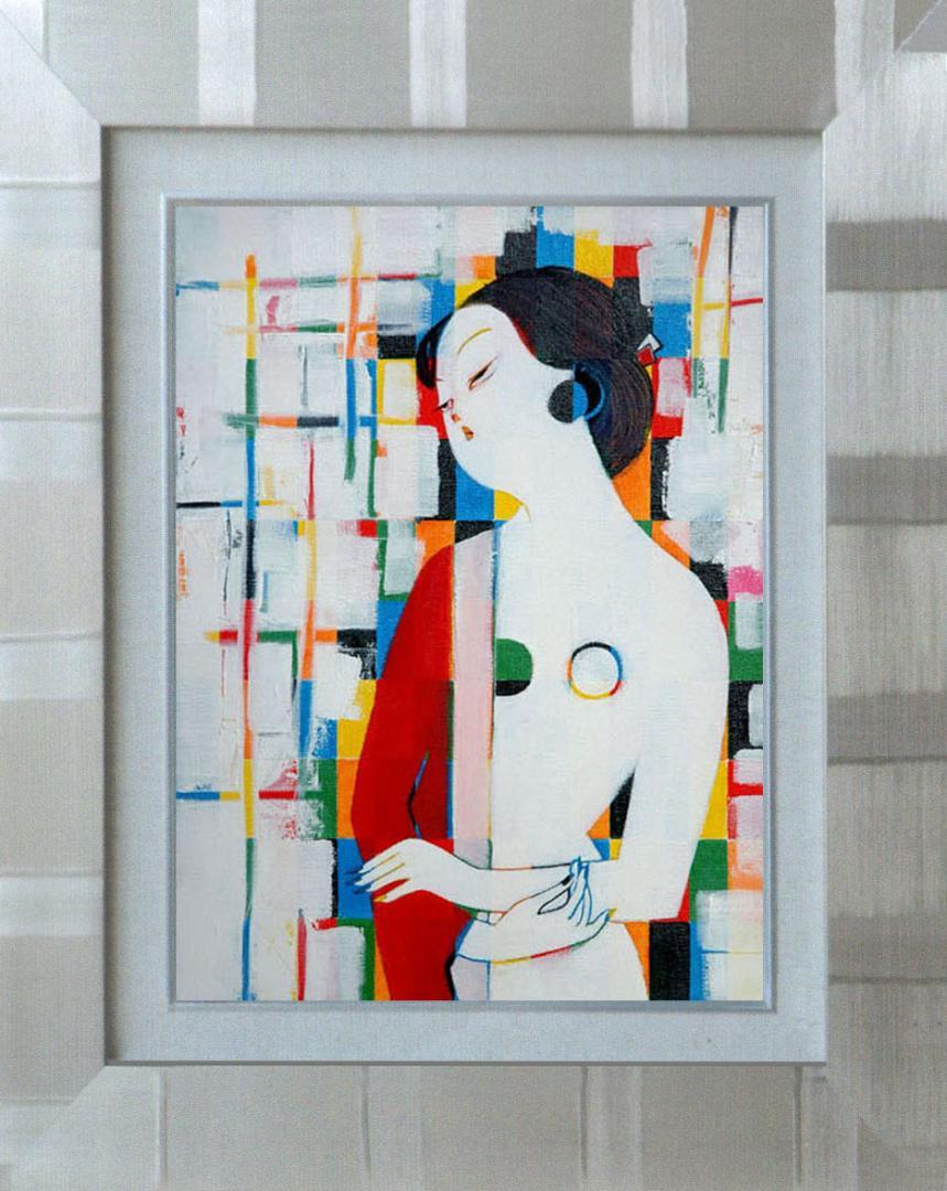 肌触りがいい 額付き (銀色) 油絵 uF6-010911 私の愛しい女たち - 絵画 特価店 油絵 F6-050613 私の愛しい女たち A 絵画/タペストリ
