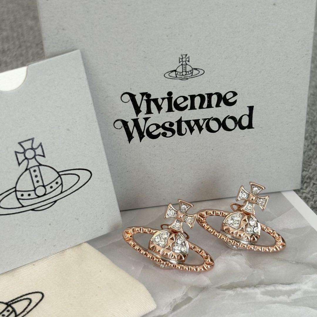 極美品✨ヴィヴィアンウエストウッド シルバー ピアス オーブ ラインストーン Vivienne Westwood ヴィヴィアンウエストウッド ピアス