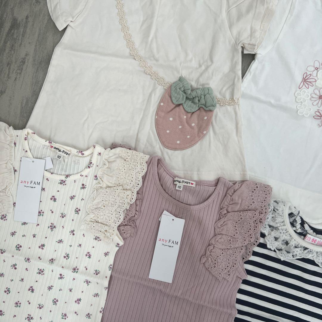 新品含 女の子 夏服 Tシャツ 半袖 まとめ売り いちご 花柄 110cm