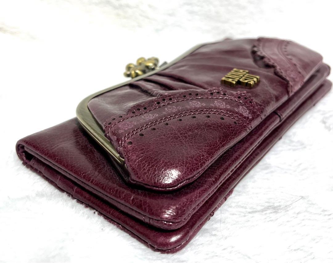 【新品未使用】ANNA SUI 財布 ローズガーデン 鳥 紫 がま口 アナスイ