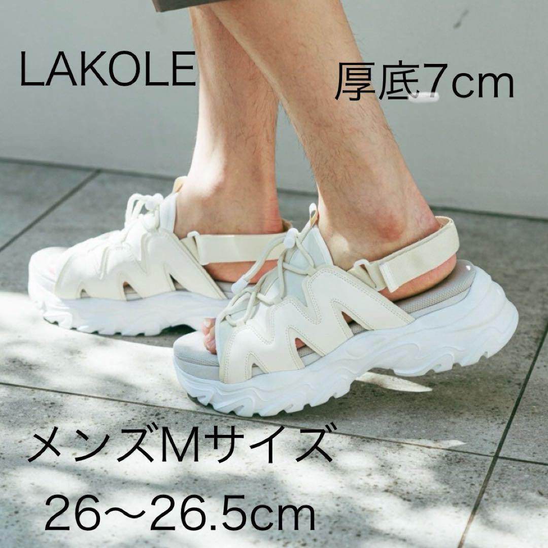 LAKOLE ボリュームコードスポーツサンダル 厚底サンダル Mサイズ ホワイト