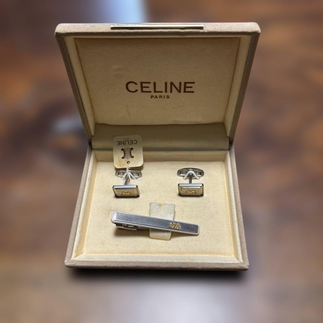 CELINE セリーヌ カフスボタン ネクタイピン セット 箱付き