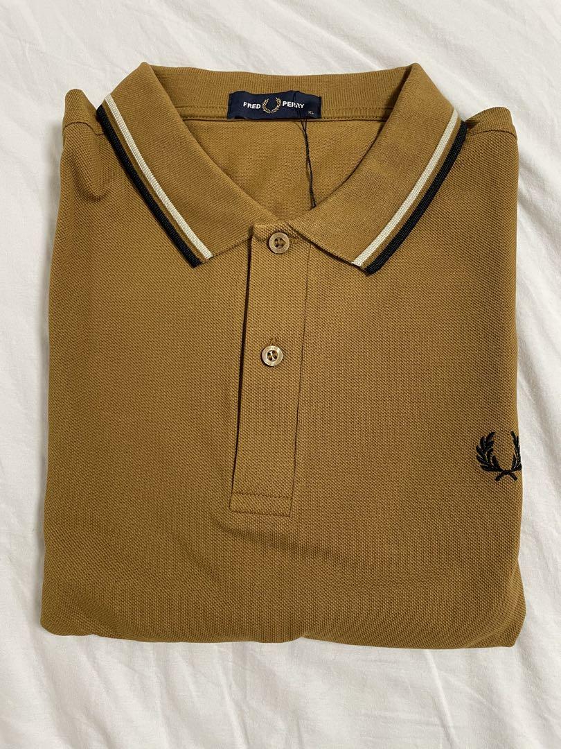Fred Perry ブラウン長袖ポロシャツ The Fred Perry Shirt - M3636／フレッドペリー長袖ポロシャツ