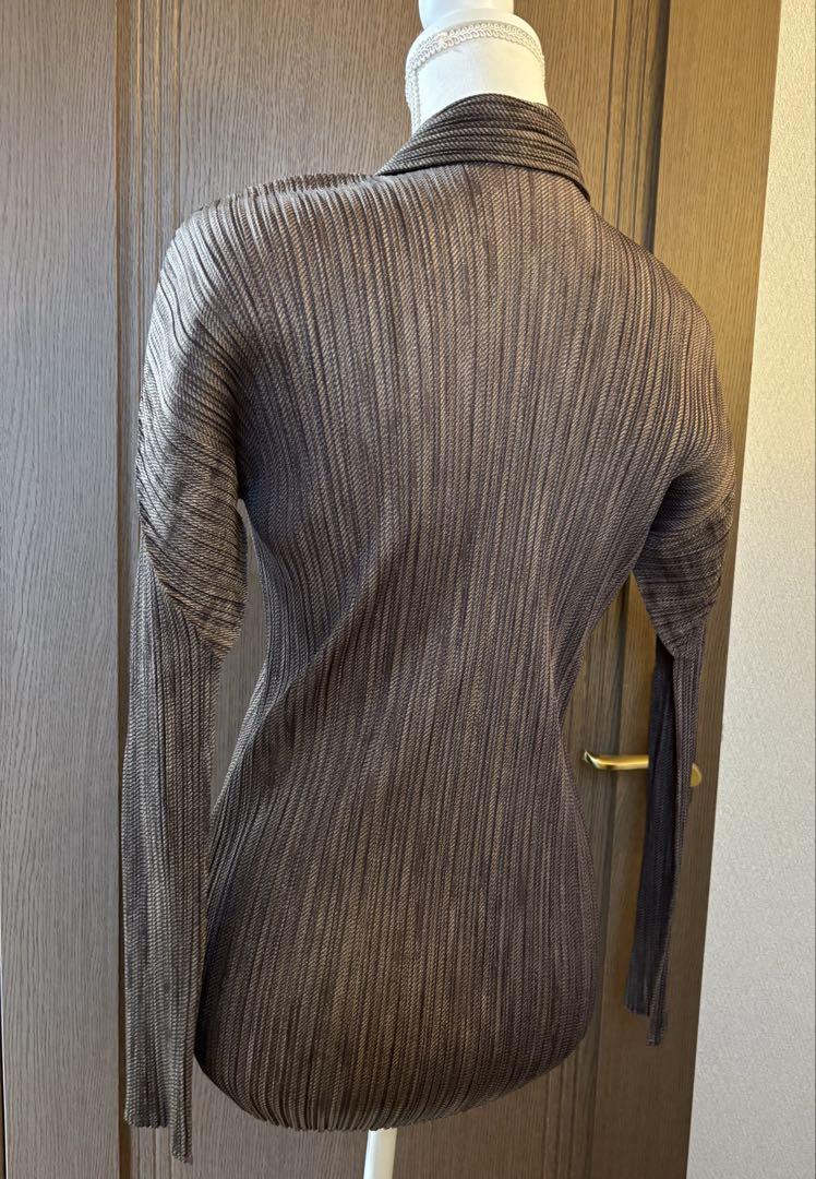 PLEATS PLEASE ブラウン系長袖カットソー　霜降り
