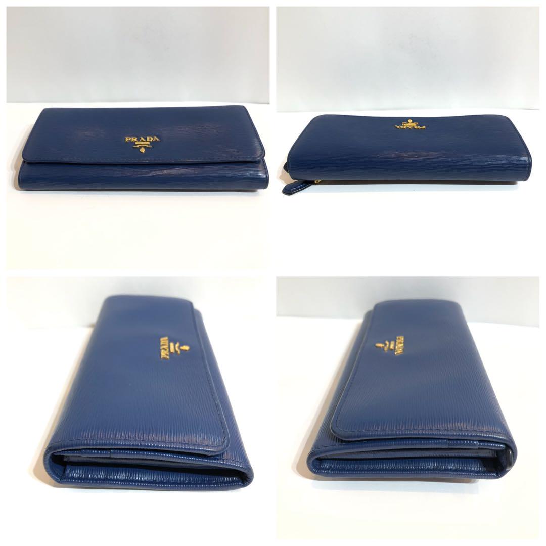 PRADA ブルー サフィアーノレザー 長財布 美品✨】PRADA プラダ 長財布 ウォレット サフィアーノレザー