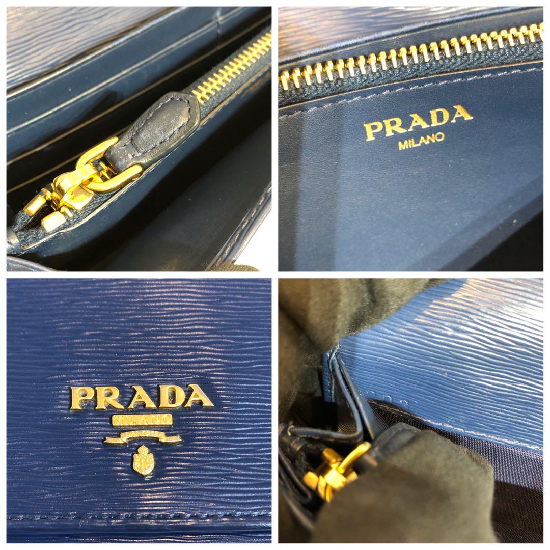○PRADA プラダ サフィアーノレザー 二つ折り長財布 ブルー