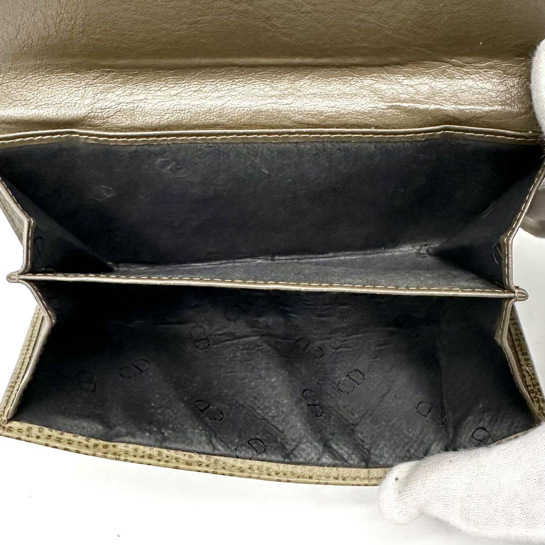 Dior ディオール 長財布 CD 金具 シボ革 オリーブグリーン