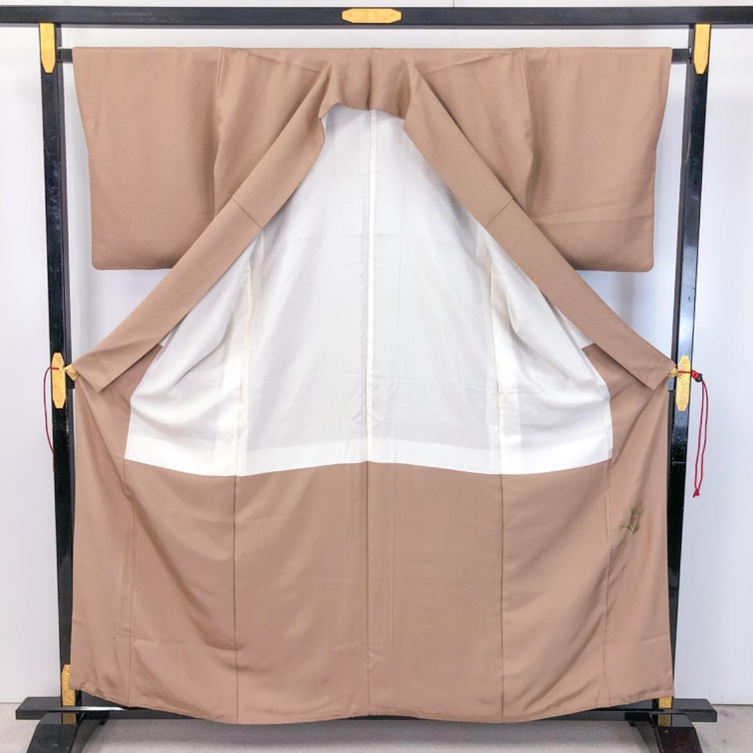 江戸小紋 鮫小紋 本草木染作家 圓啓 水柿色 八掛に花柄模様 K-4593 江戸小紋 鮫小紋 本草木染作家 圓啓 水柿色 八掛に花柄模様 K-4593