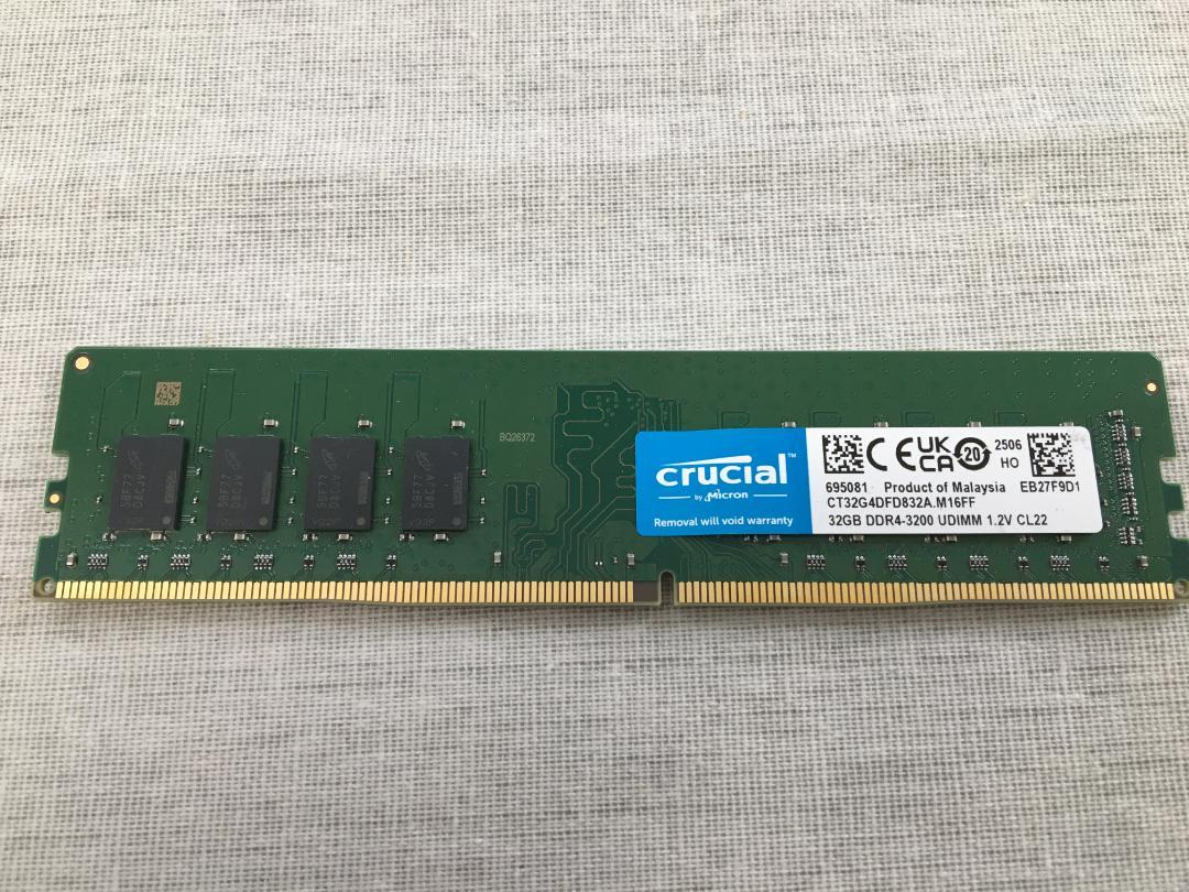 32GBx1枚CrucialメモリDDR4-3200 CT32G4DFD832A