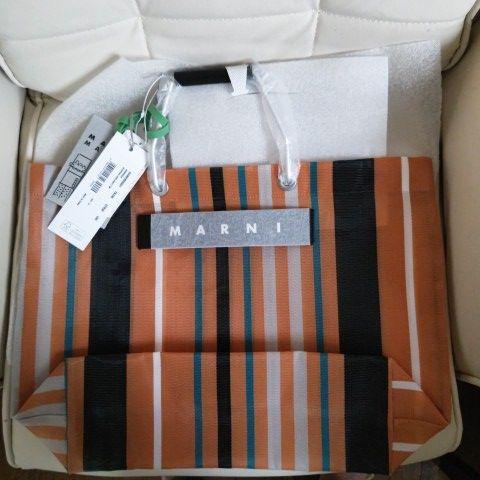 MARNI フラワーカフェ ストライプショッピングバッグ