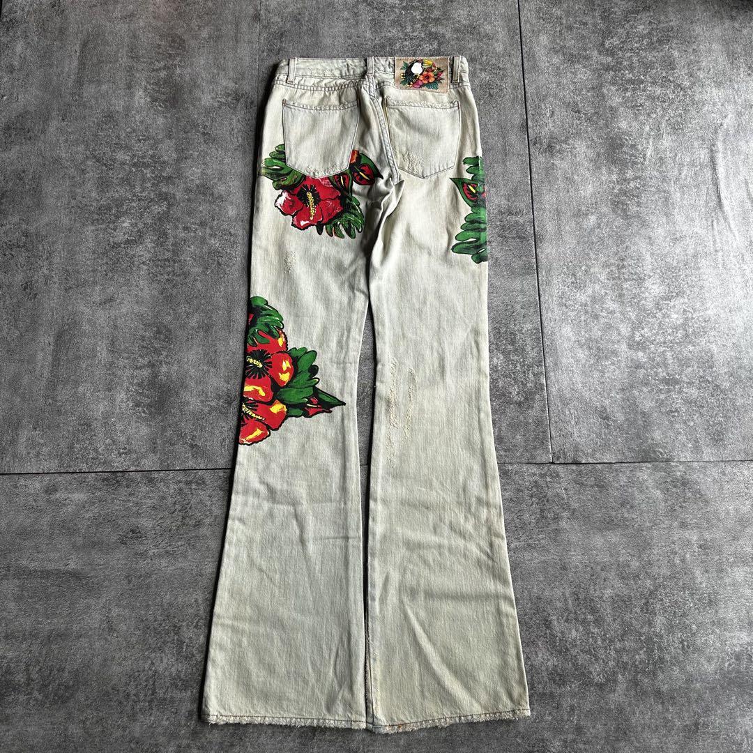 パンツ archive grunge fade flare denim pants