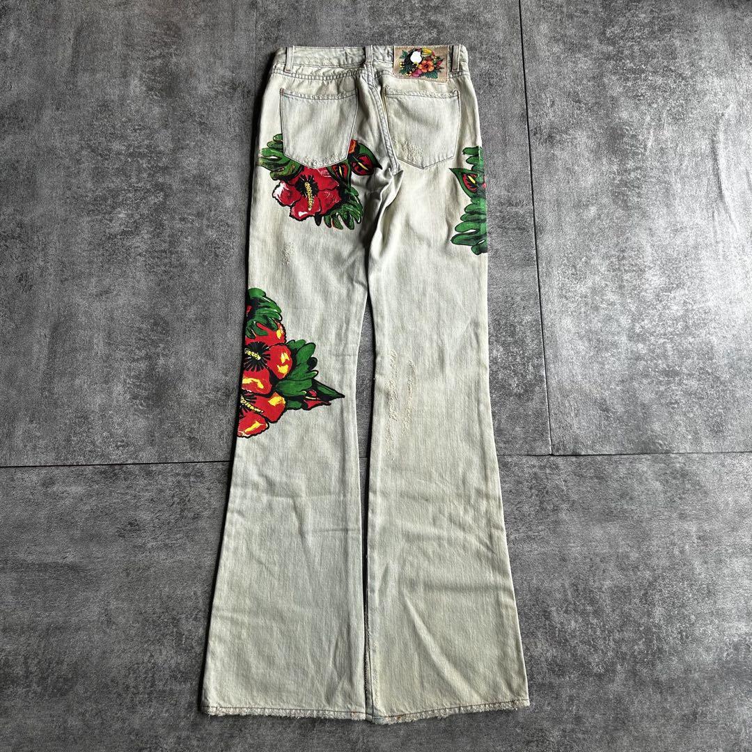 パンツ archive grunge fade flare denim pants
