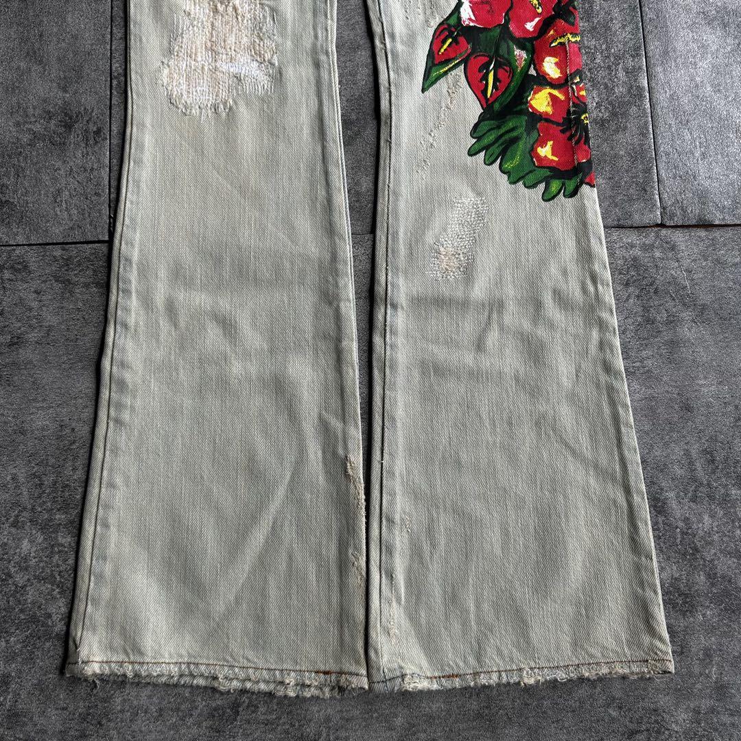 パンツ archive grunge fade flare denim pants