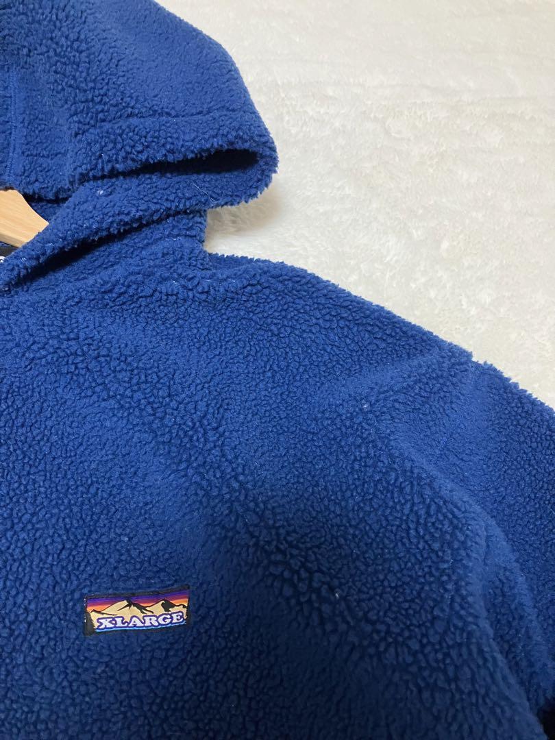 x-large ハーフジップボアパーカー　防寒　キャンプオーバーサイズBOXロゴ