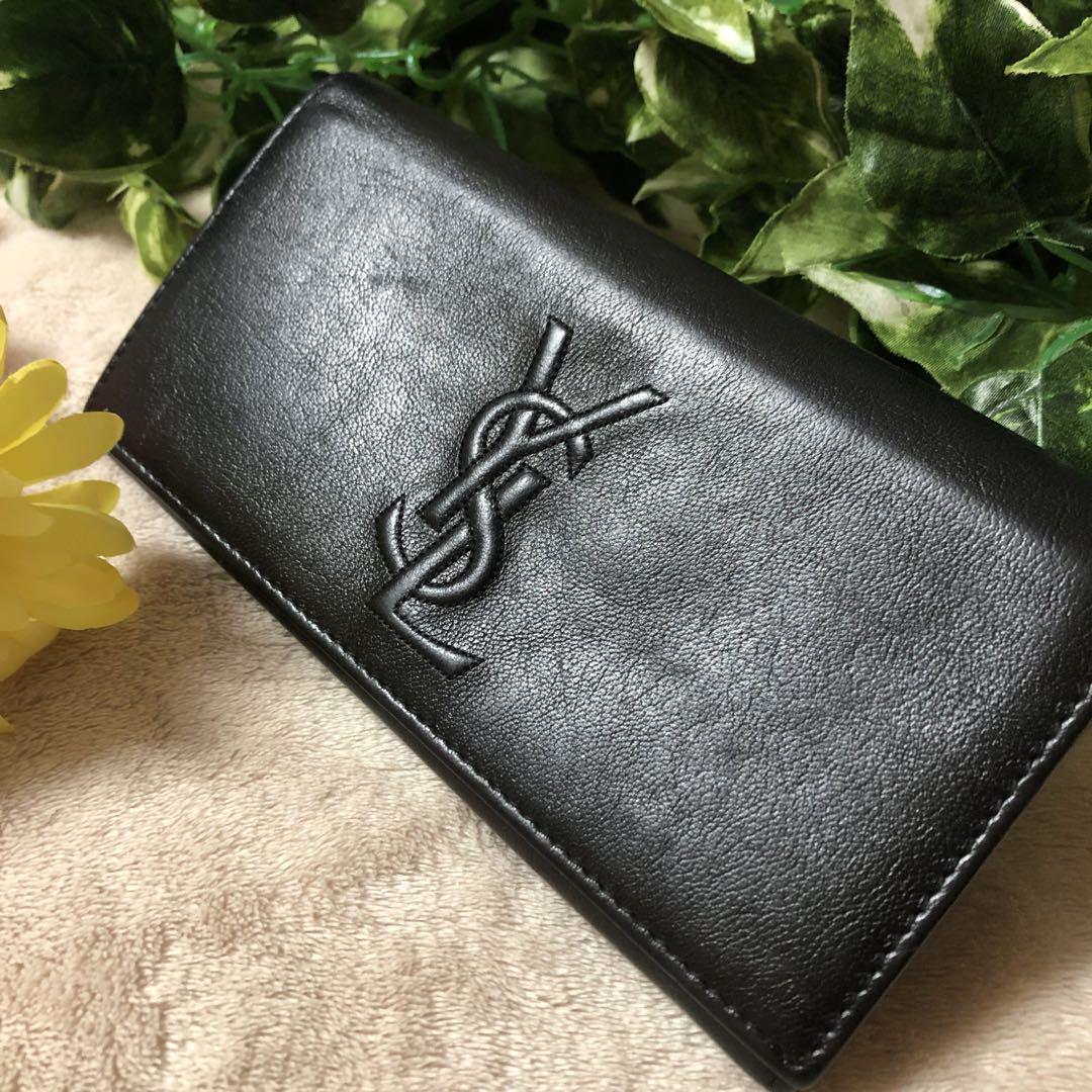極美品♡ イヴサンローラン　長財布　レザー　ブラック　黒　ゴールド　高級　YSL