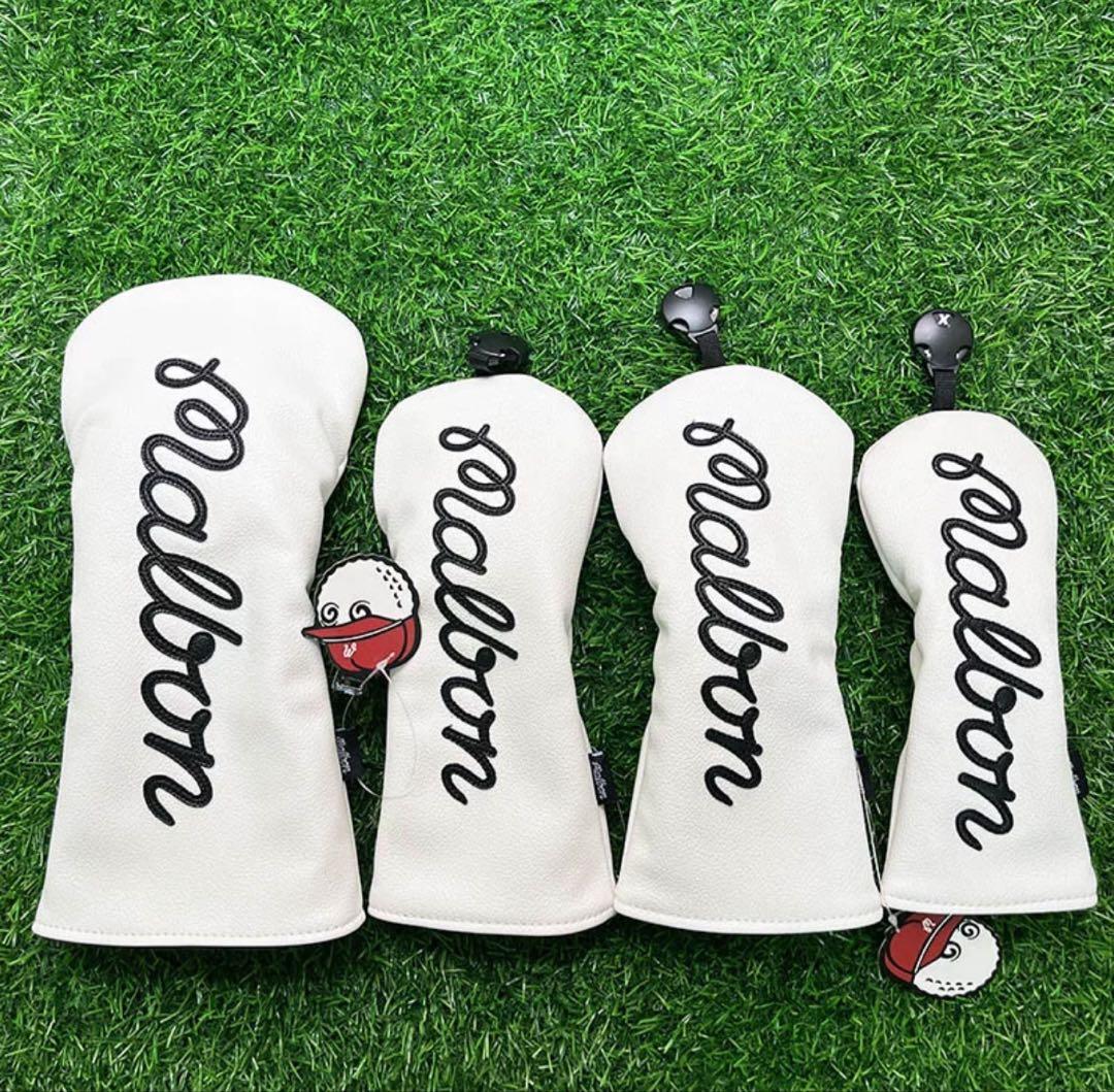 新品MALBON GOLF ヘッドカバー マルボンゴルフ 4点セット白