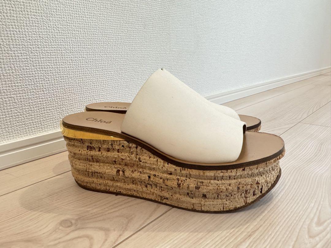 Chloé ホワイトウェッジサンダル