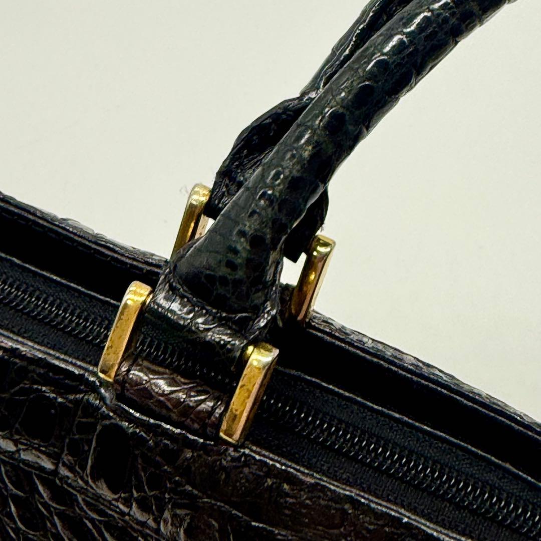 【美品】クロコダイル 本革 A4収納マットクロコ トートバッグ ビジネスバッグ