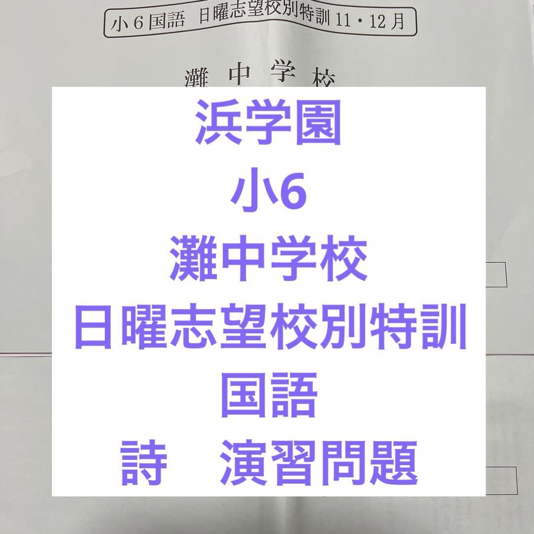 浜学園】小6 日曜志望校別特訓 詩 演習問題 PART1・PART2セット