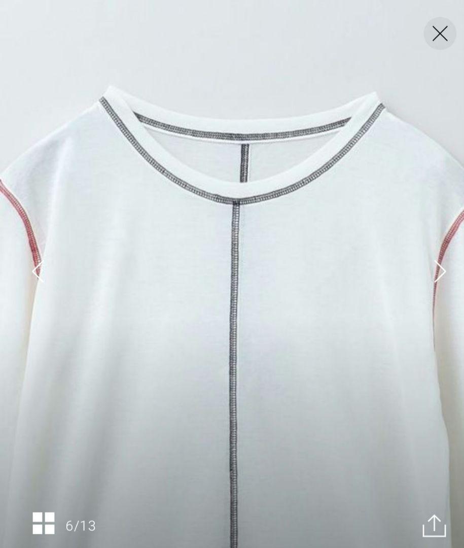 美品　6(ROKU)　コットン ナイロン カラーロック ロングスリーブTシャツ