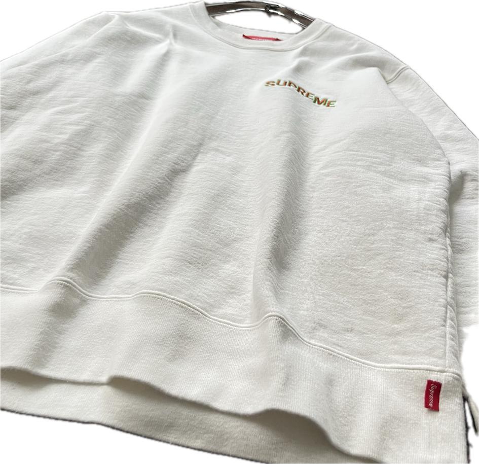 【希少】シュプリーム STEP ARC CREWNECK　白　S　綿　刺繍ロゴ