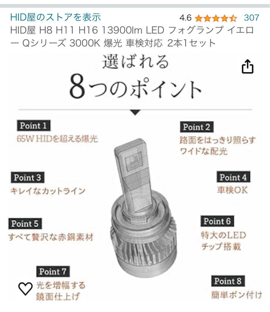 プリウス50 前期 h11 バルブ交換式 フォグランプ HID屋バルブ付き