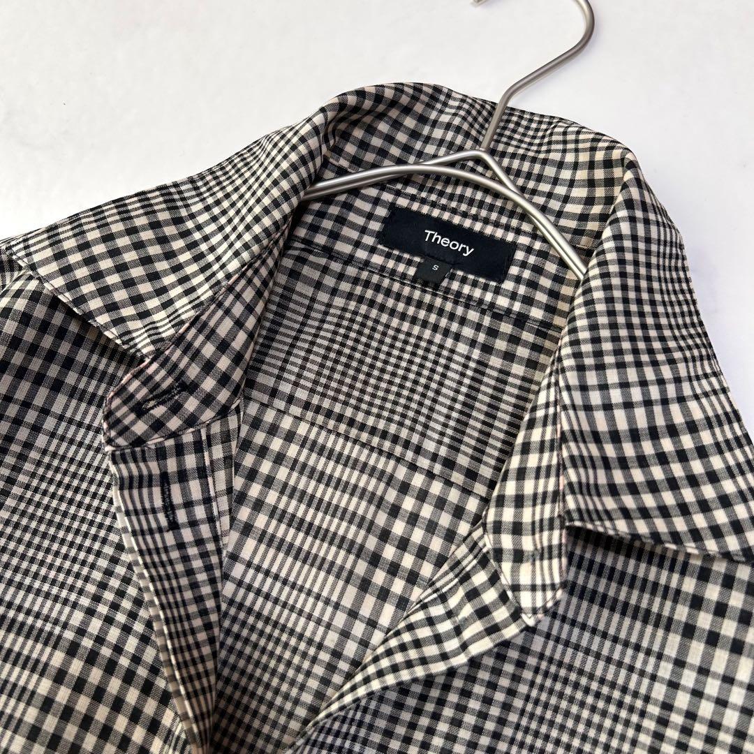 未使用級 セオリー グレンチェック 薄手 シアーシャツ メンズライク 秋カラー 未使用級 セオリー グレンチェック 薄手 シアーシャツ メンズライク 秋カラー