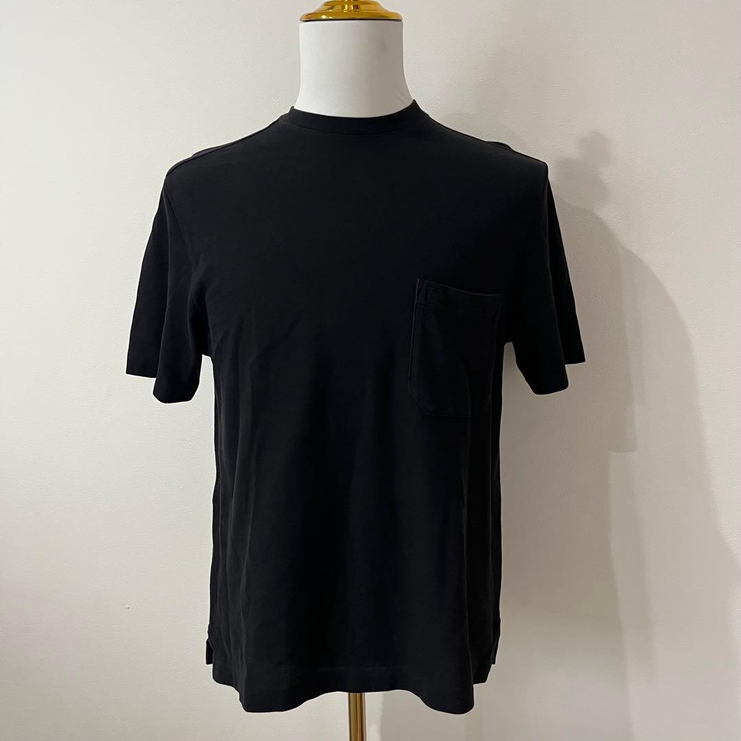 HERMES エルメス Hロゴ ポケット Tシャツ メンズ ブラック S