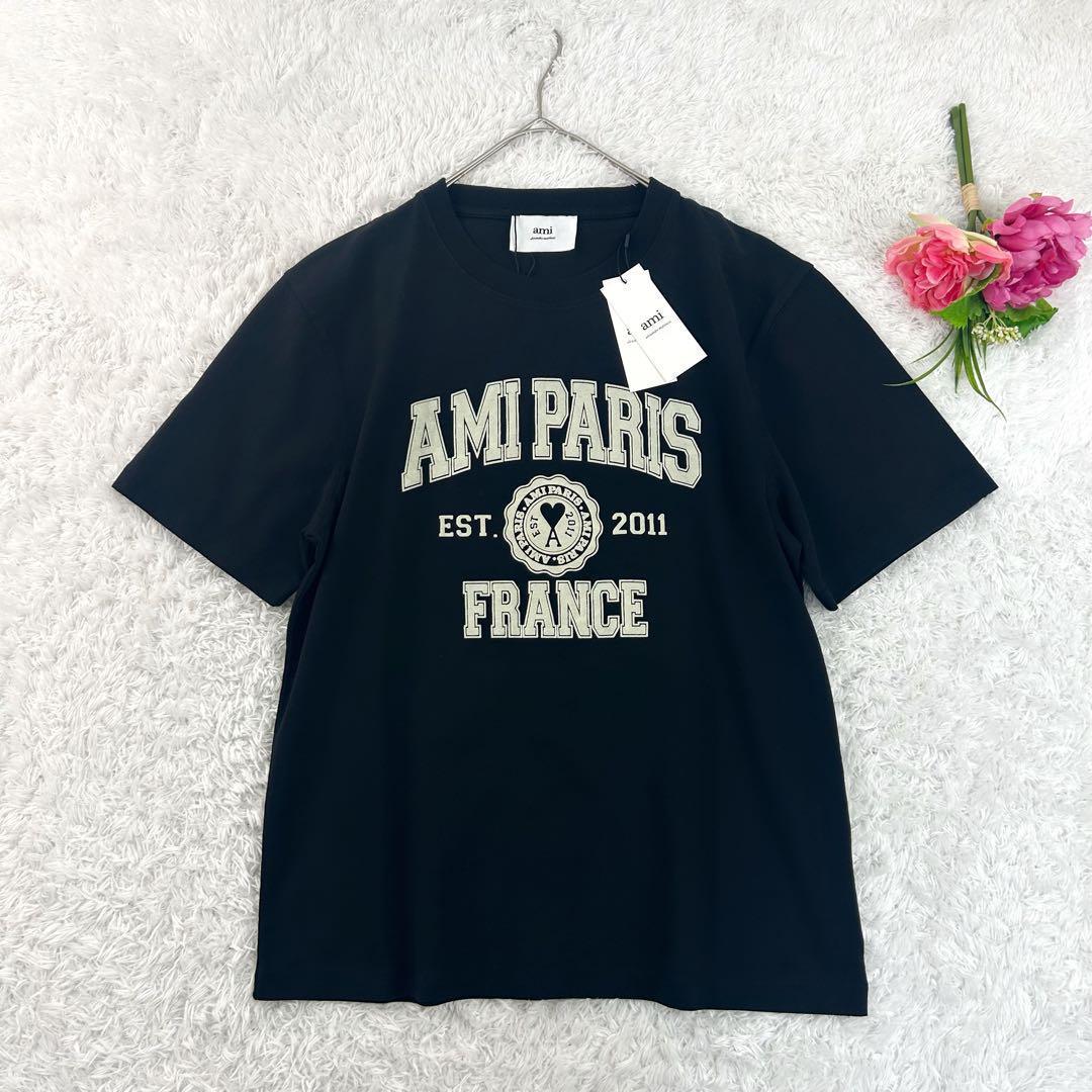 新品未使用✨AMI PARIS アミパリス ロゴプリント Tシャツ L 黒