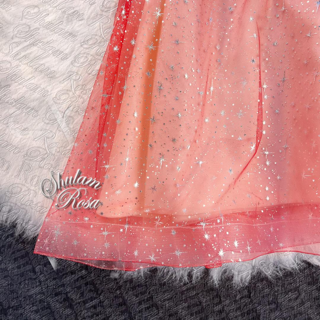 【即日発送】大きいサイズ♡星空のパーティードレス♡パフスリーブ♡レース♡2XL
