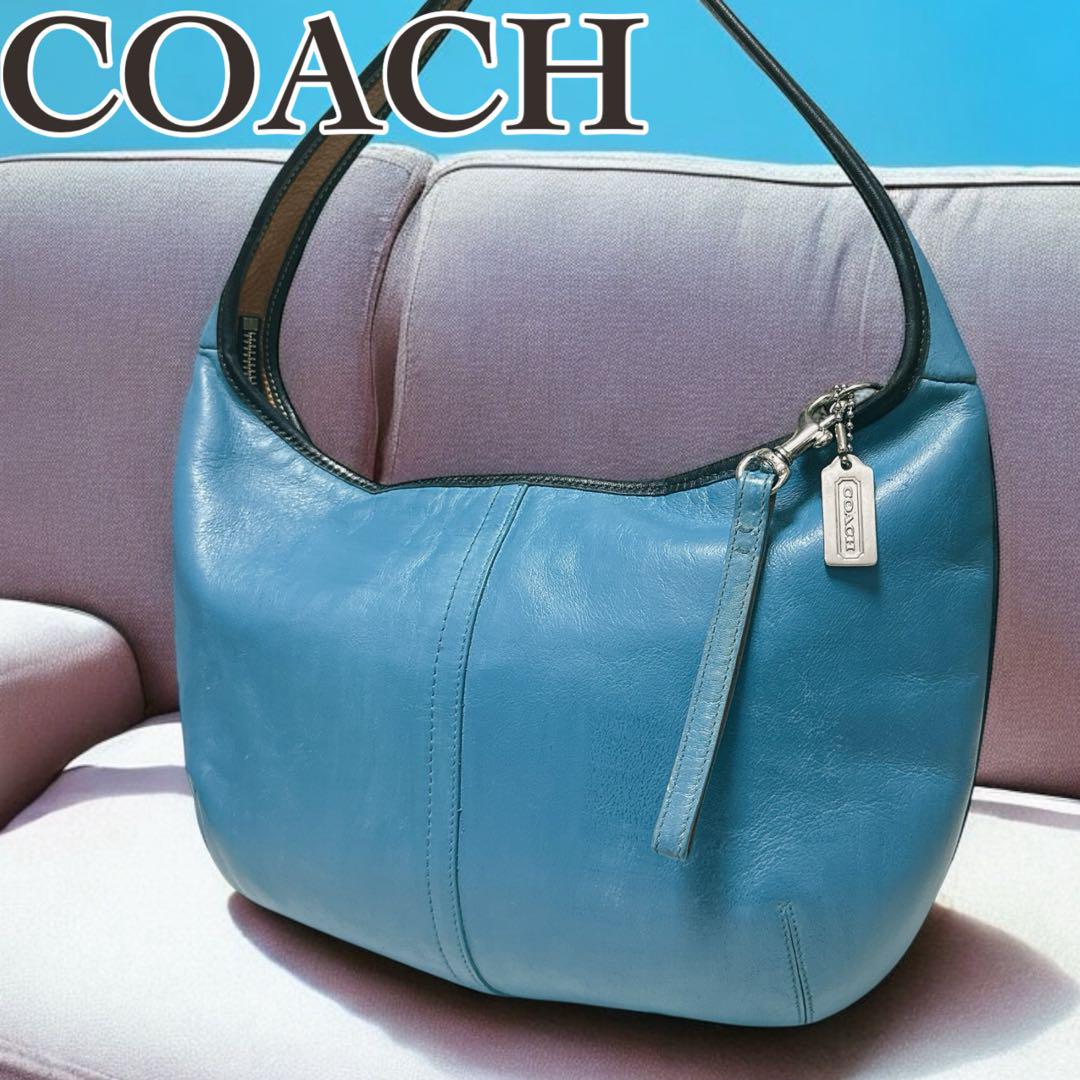 美品❣️ COACH　コーチ　ホーボー　ワンハンドル　ショルダーバッグ　ブルー