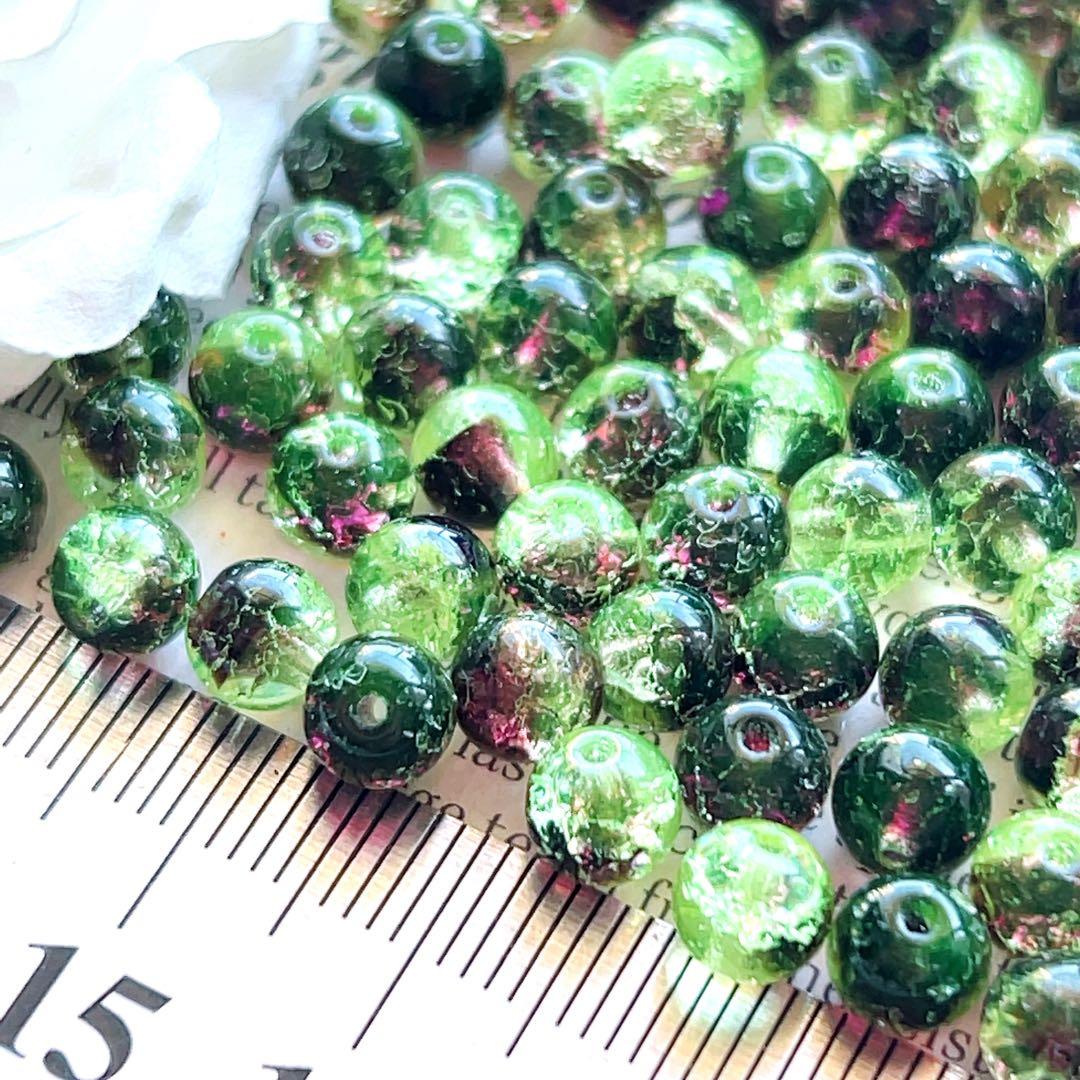 約100個 特殊 ウラン ヴィンテージ チェコ ラウンド型 クラック バイカラー