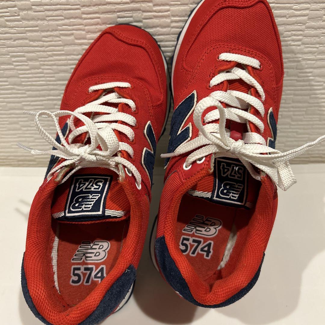 New Balance 574 赤/ネイビー シューズ