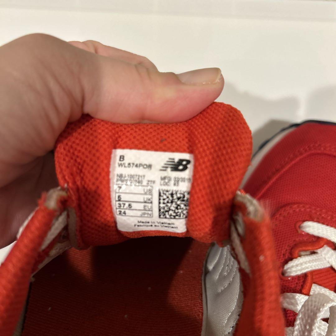 New Balance 574 赤/ネイビー シューズ