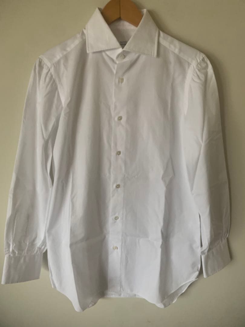 特価ブランド Avino ホワイト 39 ドレスシャツ ワイドカラー コットン