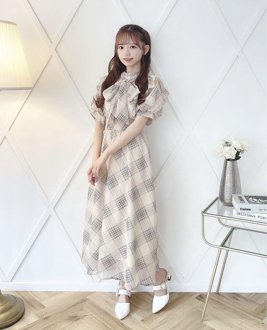 evelyn ボレロロングチェックOP エブリン ワンピース BE