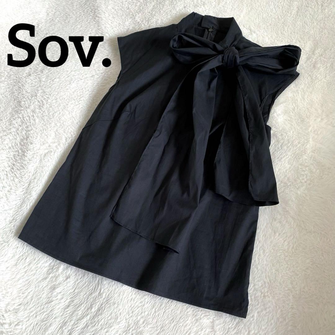 Sov. ソブ　ビッグリボン　ボウタイ　ノースリーブブラウス　ブラック