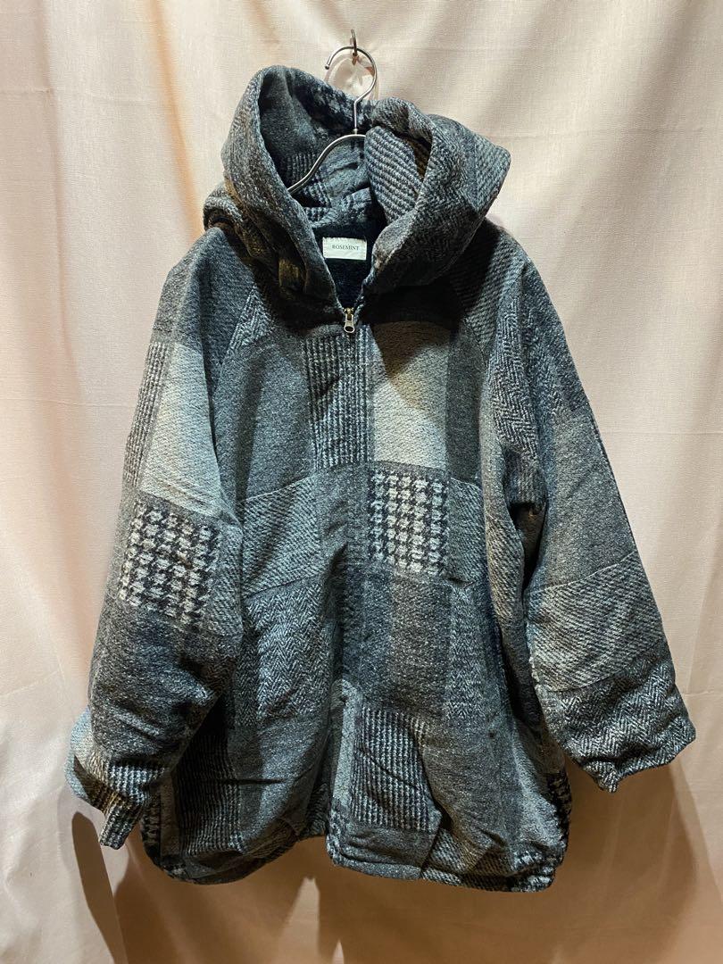 ROSEMINT ツイードパッチワーク風　裏ボア　ジャケット　オーバーサイズ
