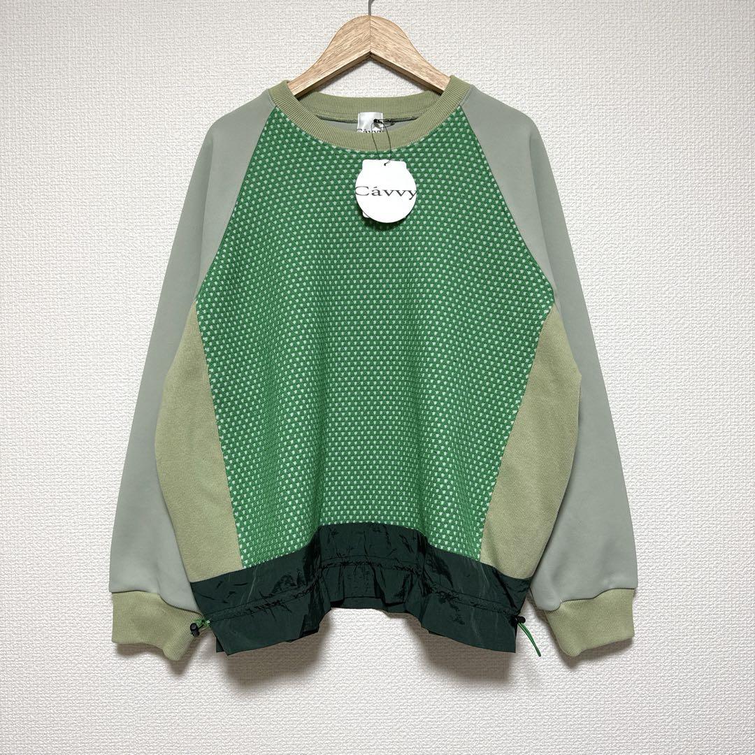 【新品タグ付き】cavvy カビー 長袖 異素材 トレーナー