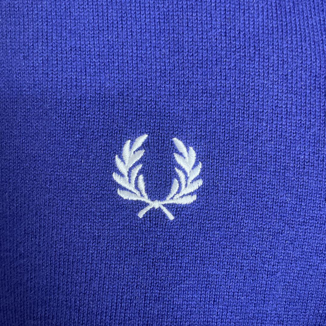 フレッドペリー カーディガン 刺繍 ロゴ ブルー FRED PERRY