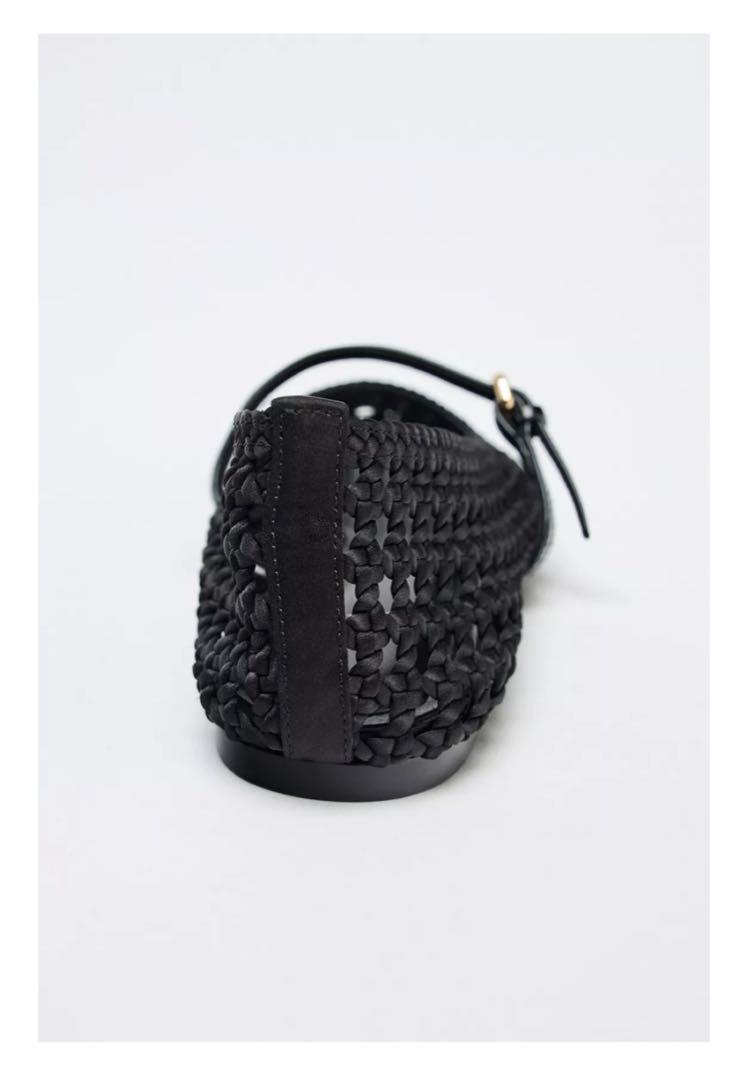 国内発送★ZARA★ストラップ付きスポーティ*バレリーナシューズ ストラップ付きスポーティバレリーナ - ブラウン | ZARA Japan