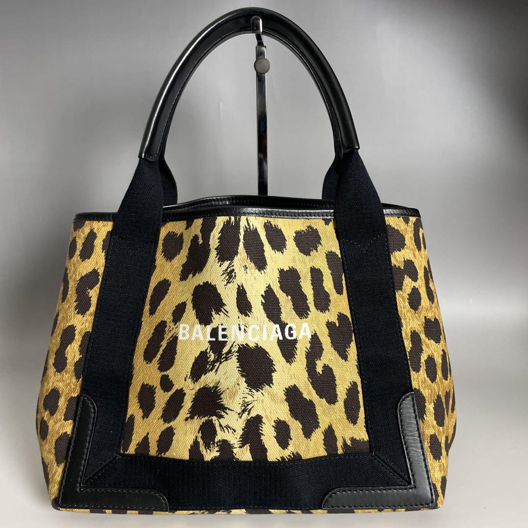 Balenciaga 美品 レオパード ネイビーカバス S ハンドバッグ 豹柄 画像1