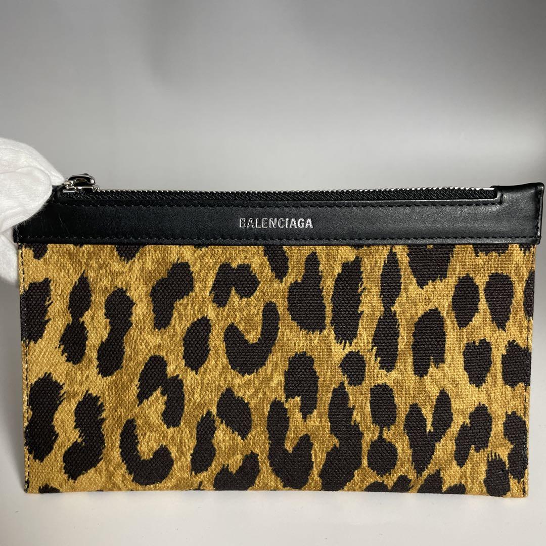Balenciaga 美品 レオパード ネイビーカバス S ハンドバッグ 豹柄 画像10