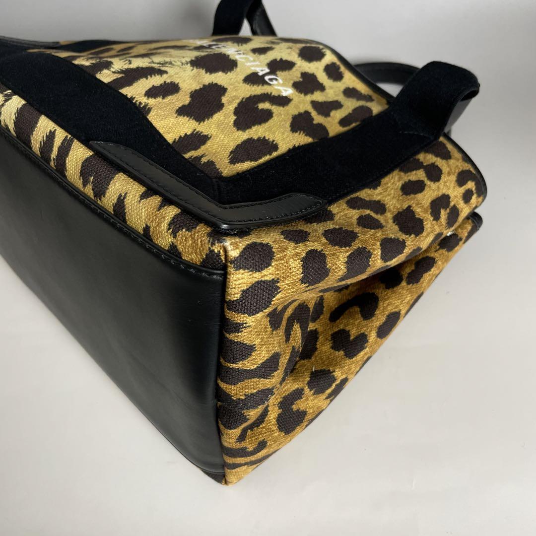 Balenciaga 美品 レオパード ネイビーカバス S ハンドバッグ 豹柄 画像3