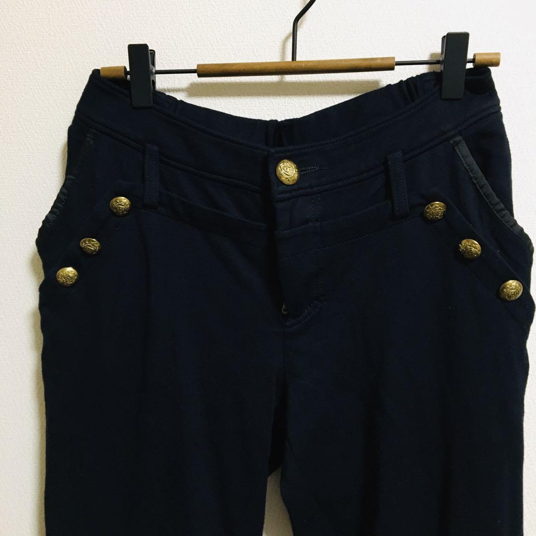 qualite カリテ】金ボタン パンツ ブラック ストレッチ アバハウス 3